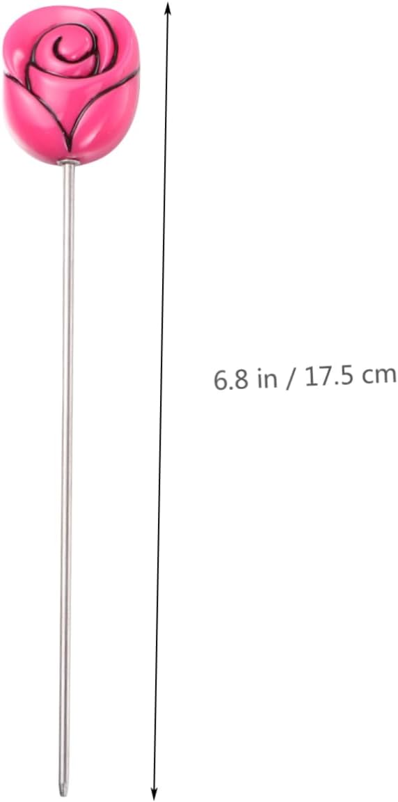 2pcs Stainless Steel Cake Test Pins with Rose Head Pattern