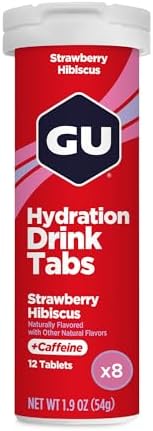 GU Energy Hydration Drink Tabs, Electrolyte Drink Tablets with Potassium, Strawberry Hibiscus - 96 Servings