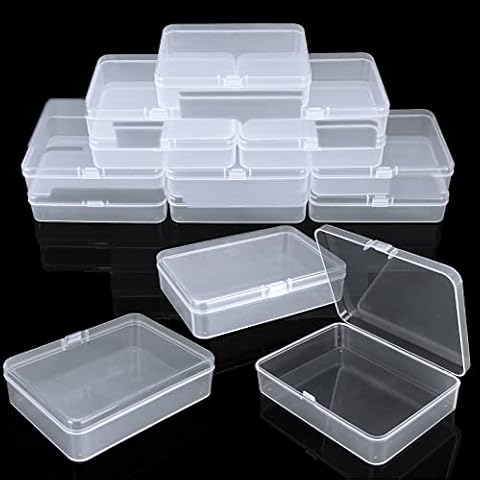 SENENQU 24 Pack Small Clear Plastic Storage Containers Box with Lid, Mini Rectangular Storage Box, Transparent Storage Case Organizer for Bead Pill Candy Jewellery Craft - 4.5 x 3.3 x 1.1 inch Cover