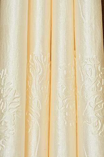 Image of Polyester Premium Tree Design Punching Screen for Home Office | Room Darkening Long Door Curtains 9 Feet Long Set of 1 | Modern Parda for Living Room and Bedroom | Cream Curtains
