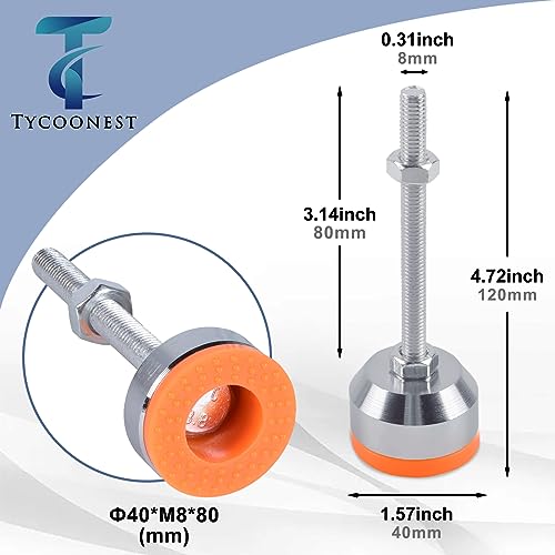 Tycoonest 4 PCS M8xThread 80xBase 40 Leveling Feet Adjustable Carbon Steel Machine Feet Heavy Duty Furniture Leveler for Furniture,Table - Image 2
