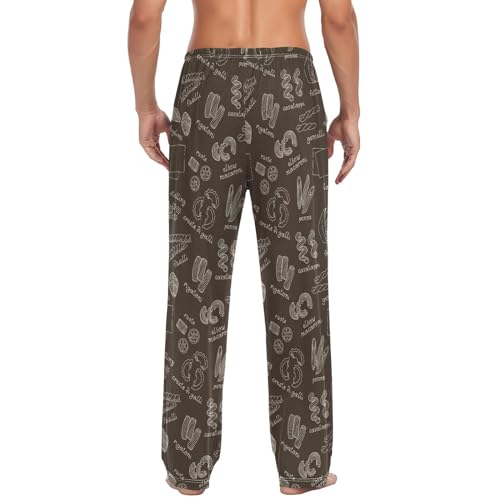 Italian Pasta Men's Pajamas Pants Cotton Sleep Bottoms Pants Lounge Sleepwear - S4