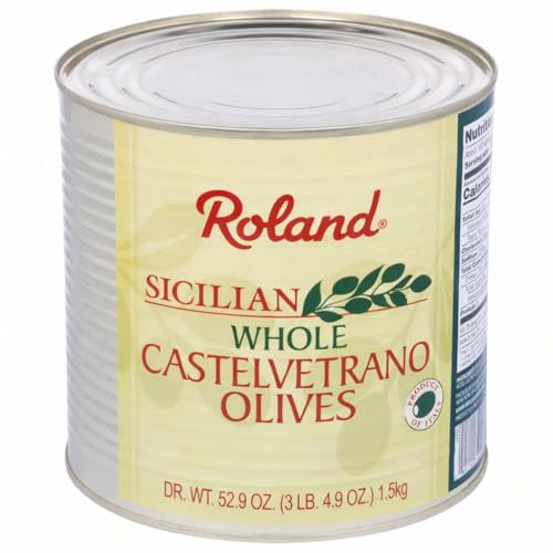 Roland Foods Whole Sicilian Castelvetrano Olives, Specialty Imported Food, 3 Pound 4.9 Ounce Can, Pack of 1