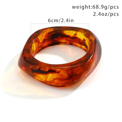 Image of Fuqimanman2020 Acrylic Simple Geometric Irregular Bangle Bracelets Resin Colorful Chunky Bracelets for Women-D Brown