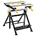 GiantexUK Folding Workbench, 7-level Adjustable Work Table with Tiltable Platform and 8 Sliding Clamps, Heavy Duty Workstation for Workshop Garage (Black + Yellow)