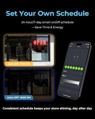 Image of Open Sign for Business 30 inch x 10 inch, Smart Extra Large LED Open Sign with Bluetooth APP Timer & Remote, Dimmable 14 Modes for High-Visibility Storefront Window Red