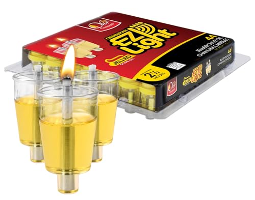 Pre-Filled Menorah Oil Cup Candles - Hanukkah Candles EZ Lights - Jelled 100% Olive Oil with Cotton Wick in Plastic Cup - Medium Size 44 Pack Burns 2.5 Hrs