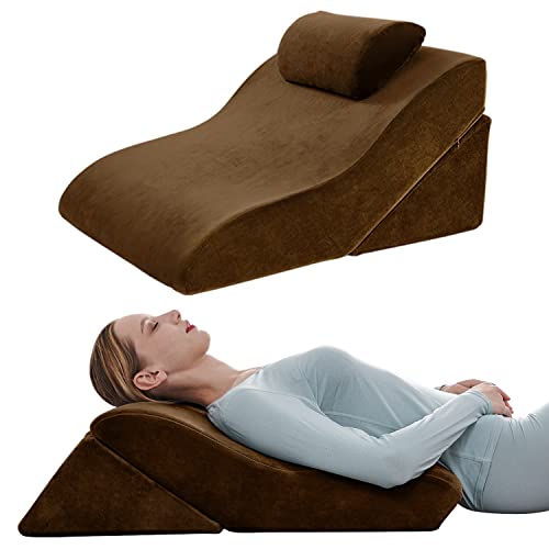 Image of Axelrod Bed Wedge Pillow Set Foam | Adjustable Pillows for Back, Leg and Knee Pain Relief | Post Surgery Ortho Pillow – Anti Snoring, Heartburn, Acid Reflux & GERD- Coffee