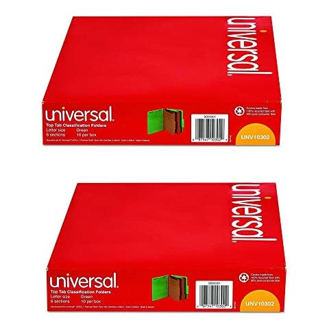 Universal 10302 Pressbrett-Klassifizierungsmappen, Brief, 6-teilig, smaragdgrün, 10 Stück, 2 Stück Cover