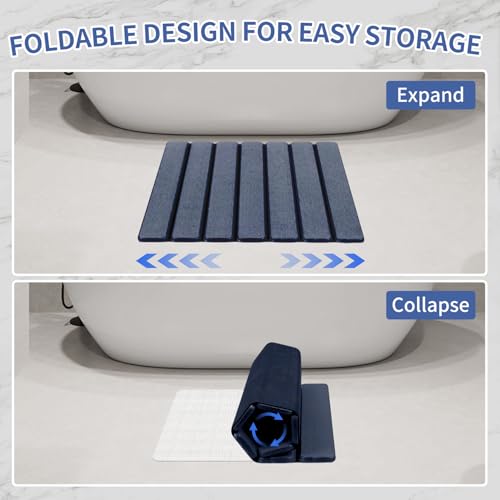 Miniatura 7 de Alfombra Baño Antideslizante,Alfombrilla De Baño Absorbente De Piedra Alfombraantideslizante Secado Rápido Diatomeas Tapete Baño Antideslizante Plegable,Adecuado Para Baño, Cocina Gris Oscuro, M