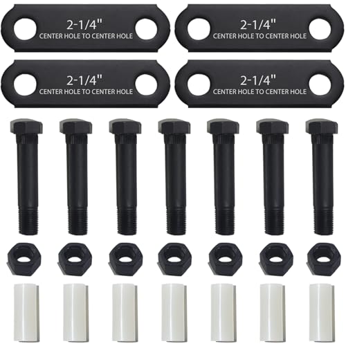 OZISENS 1 Sets Trailer Shackle Kit 2-1/4 Straps Tandem Axle Trailer Shackles Kit 7 Bushings & 7 Bolts Nuts for Double Eye Leaf Spring 3500 lbs-5200 lbs Axles