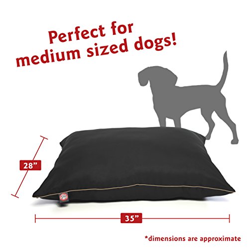 Image of Majestic Pet Rectangle Medium Dog Bed Washable - Non Slip Comfy Pet Bed - Dog Crate Bed Super Value Pillow Dog Bed - Dog Kennel Bed for Sleeping - Dog Bed Medium Breed 35 x 28 Inch - Solid Black