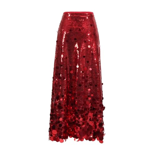 Sequin Skirt for Women Elastic High Waist A-Line Sparkly Street Prom Glitter Shiny Skirt Night Out Party