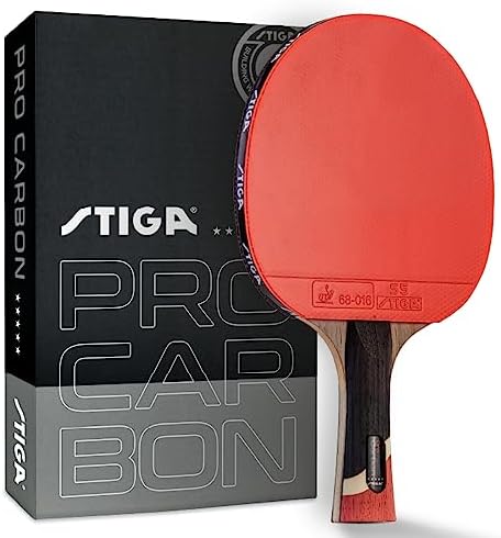 STIGA Pro Carbon Performance-Level Table Tennis Racket with Carbon Technology for Tournament Play - Red and Blue Colors