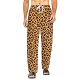 soceaau Fashion Leopard Print Pajama Pants Men Drawstring Lounge Pants with Pockets Pj Bottoms XL