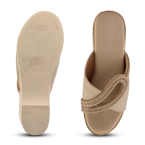 Image of Centrino Women's Wedge Heel Sandals | Stylish Slip-On Sandals for Ladies | Soft Cushioned Footbed for Comfort | Elegant & Trendy Design | Lightweight and Durable Fashion Footwear (9404)