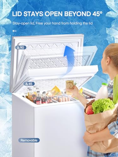 7.0 Cubic Feet Chest Freezer, FOHERE Deep Freezer with 3 Removable Storage Baskets, Adjustable Thermostat Compact Small Freezers, Free Standing Top Open Door for Homes, Basements, Garages, RVs