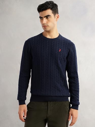 Image of Thomas Scott Men's | Regular Fit | Long Sleeves | Round Neck | Self Design | 100% Cotton | Knitted | Pullover | Sweater