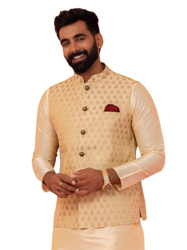Image of Kisah Men's Silk Blend Embroidered Sherwani Set Regular Fit | Wedding, Festive & Occasion Wear
