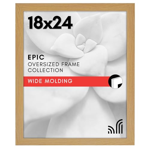 Americanflat 18x24 Poster Frame with Polished Plexiglass - Wide Picture Frames Made of Engineered Wood for Vertical or Horizontal Wall Display - Epic Collection - Dark Oak