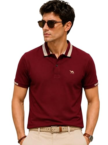 Image of Men's Polo - FYLTR Men's Regular Fit Polo T-Shirt with Contrast Tipping Collar - 100% Cotton | Soft Handfeel | Casual T-Shirts for Men