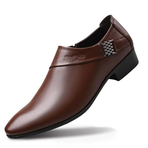 Men's Classic Slip-on Dress Shoes, Business Formal Oxford, PU Leather, Black and Brown