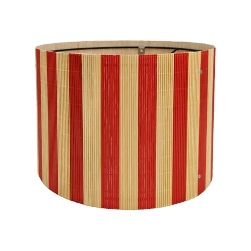 Image of bamboo lamp shade modern decorative red stripe groovy unique Lamp Replacement Accessories E27 size 30x23cm (red)