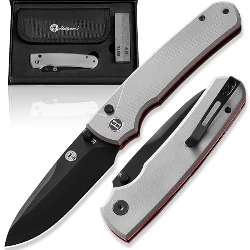 Holtzman's Gorilla Survival 'Loyalist' Folding Survival Pocket Knife Gift Set with Sharpening Stone and Carrying Case (Black+Red)