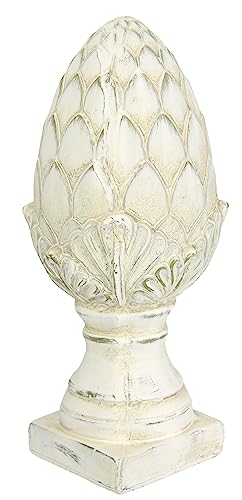 VO design Objet de décoration en Forme de Pommes de pin sur Pied - Blanc Vieilli - Aspect Maison de Campagne élégant - en céramique - 33 cm
