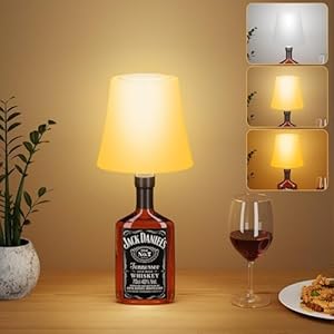 Lámpara de Mesa Inalámbrica, Lámpara de Botella Recargable, Lámpara de Noche Brillo Ajustable 3 Temperaturas Color+RGB, Botón Táctil IP54 Impermeable para Restaurante,Cafetería(Sin incluir Botellas)