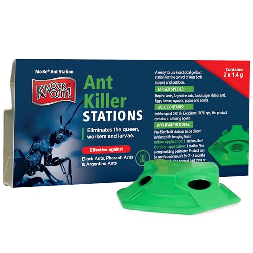 Barrettine MoBe Ant Stations (Pack of 2) - Ready to Use Insecticide Bait Station to Destroy Ants & Nests Suitable for Indoor & Outdoor Use All Year Round