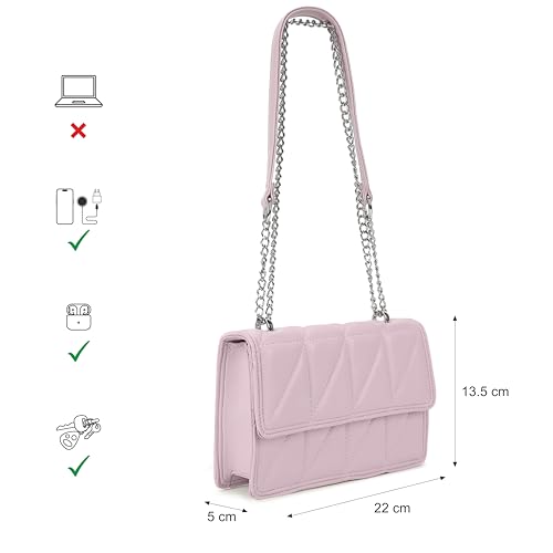 Image of Fastrack Casual Sling Bag with Magnet Button Closure for Girls, Small Size with Internal Organiser, Handheld Design and Metal Chain Sling