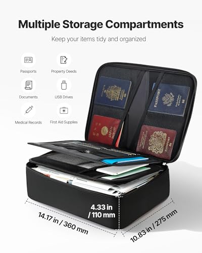 Porte-documents anti-feu multicouche VEVOR coffre portable sécurisé