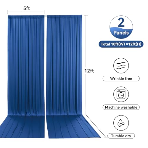 Image of 10x12 ft Royal Blue Backdrop Curtain Panels for Wedding Parties, Wrinkle Free Polyester Photo Backdrop Drapes 12 ft Long Back Drop Cloth for Birthday Photography Background Party Backdrop