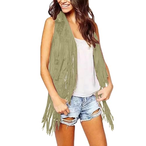Chaleco con flecos para mujer vintage chaquetas de gamuza occidental