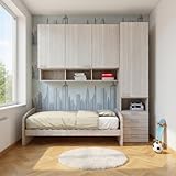 multicolore MOBILFINO CAMERETTE Chambre Demi-Pont avec canapé-lit, Armoire et Commode - Chêne de Roche, La Gauche