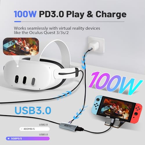 Image of Guermok 4K USB3.0 HDMI Capture Card for Streaming, 1080P60FPS, PD100W 3.3ft | 2K@30FPS, 90 USBC, HDMI to USB C /A Video Capture Devices, Works with iPad / Quest 3 /MacOS / Switch2 /1 PS5 /4 Camera for Gaming