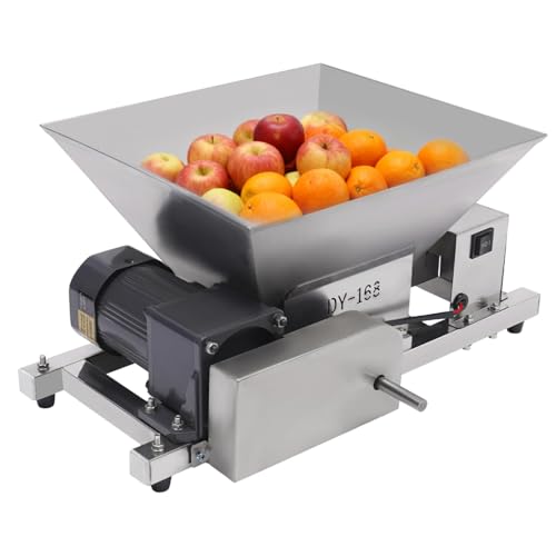 ZyKnaurral Electric Apples Crusher 4L(1.06 Gal) for Wine and Cider Pressing, Large Capacity Stainless Steel Grape Grinder Making Fruit Scratter Pulper for Home Brewing & Cider Pressing Apples