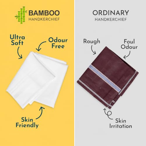 Image of HEELIUM Bamboo Handkerchief for Men & Women | Ultra Soft & Absorbent | Multipurpose Premium Rumal | Large Size 43 x 45 CM