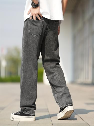 Image of URBAN POCKETS Jeans for Men | Denim Jeans | Relaxed Fit | Baggy Style | Wide Leg | Streetwear | Casual Wear | Everyday Comfort (U-20-21)