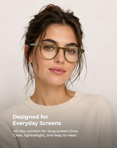 Image of TIJN Blue Light Blocking Glasses Men Women Vintage Thick Round Rim Frame Eyeglasses