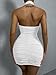 CUTEMOOT Women's Sexy Ruched Bodycon Halter Criss Cross Backless Mini Club Dress Cut Out Sleeveless Party Dresses (Medium, White2)