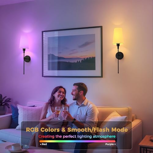 Image of Battery Operated Wall Sconce: Set of 2 Wireless Wall Light 12000mAh