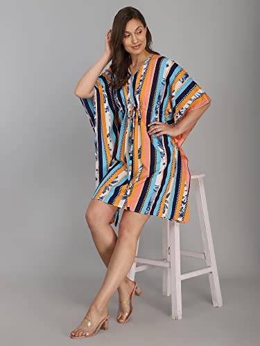 Image of SEREIN Women's Kaftan Dress (Kaftan Dress with Adjustable Waist String & v-Neck)