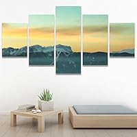 SIGNWIN 5 Panel Canvas Wall Art Landscape Mountain for Home Decorations Ready to Hang - 60