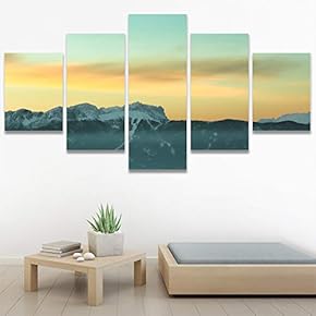SIGNWIN 5 Panel Canvas Wall Art Landscape Mountain...