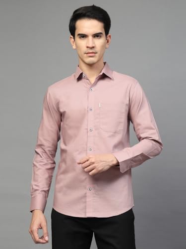 Image of Majestic Man Solid Cotton Casual Shirt - Slim Fit, Full Sleeves, Premium Button Closure