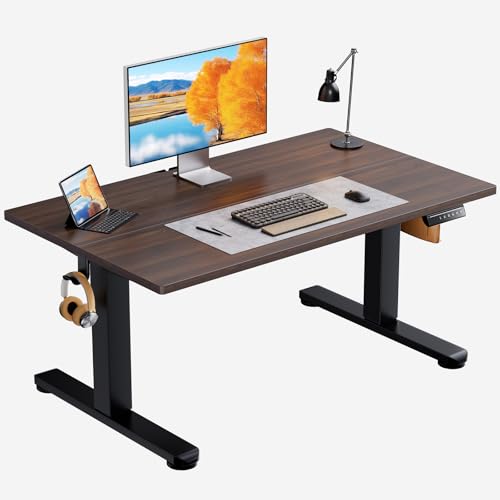 Image of ErGear Low Height Adjustable Desk, Lifts 18.9-28.4 Inches, 40 X 24 Inches Electric Standing Desk for Kids, 4 Height Memory Settings & Storage Hooks, Home Office Computer Table & Study Desk, Walnut