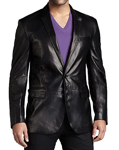 in Men Blazer Leather Coat for Gents Party wear Clubbing MBMJ024