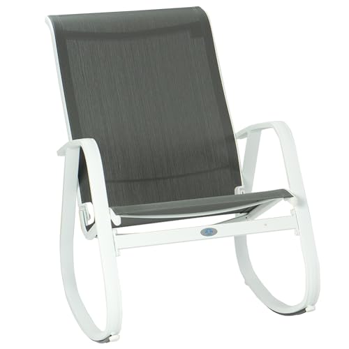 Kozyard Outdoor Rocking Chair, Patio Sling Rocker, Powder-Coated Aluminum Frame, Breathable Textilene Fabric, Ergonomic & Weather-Resistant for Porch, Garden, Balcony, Poolside Gray